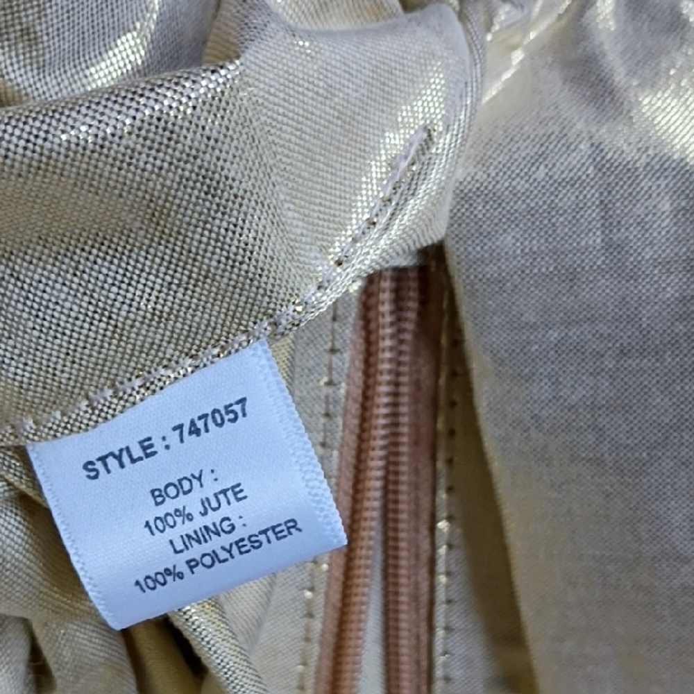 Francesca's Collections Gold and Tan Jute Tote - Picture 13 of 14